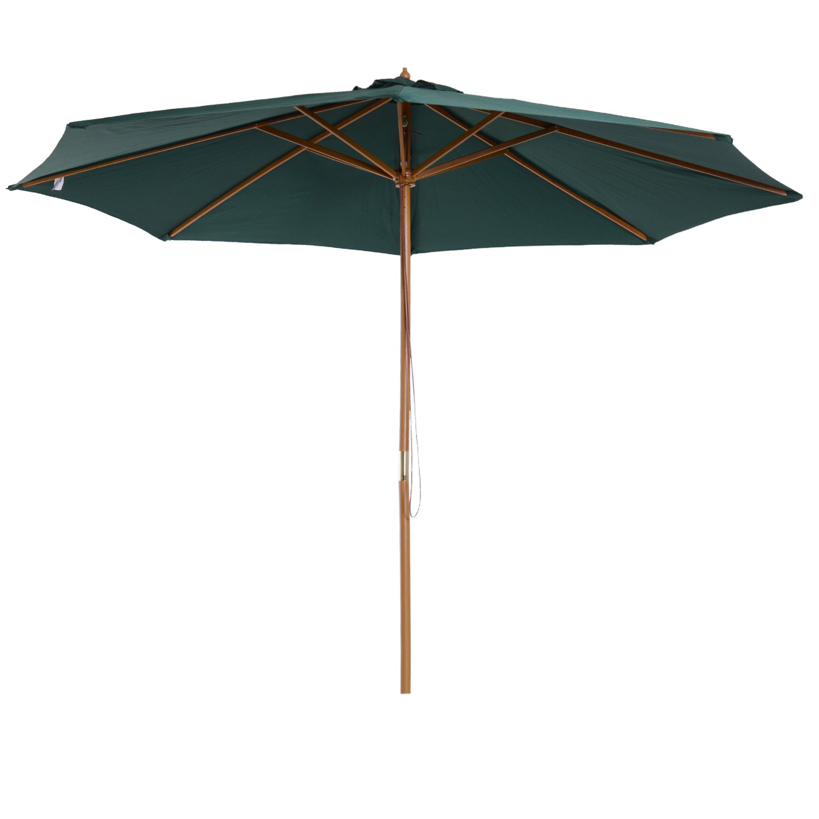 10FT Round Patio Umbrella with Rope Pulley Mechanism, Wooden Market Umbrella, Garden Parasol with 8 Ribs, Dark Green Sun Umbrellas Multi Colour  at Gallery Canada