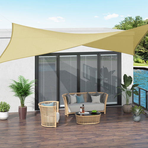 10ft x10ft Square Canopy Sun Shade Sail Garden Cover UV Protector Outdoor Patio Lawn Shelter with Carrying Bag Sand