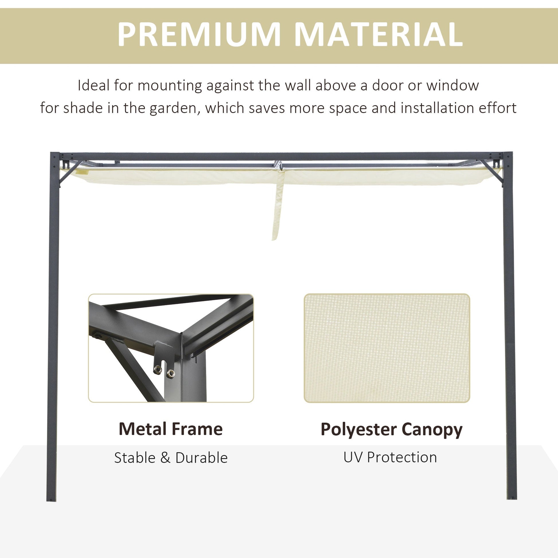 10'x10' Outdoor Pergola Gazebo with Retractable Canopy &; Metal Frame &; PA Coated Sun Shelter Door Porch Cover, Cream White Pergolas   at Gallery Canada