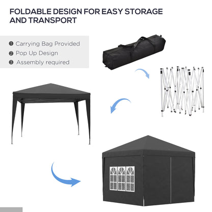 10'x10' Outdoor Pop Up Party Tent Wedding Gazebo Canopy with Carrying Bag (Black) Pop Up Canopies   at Gallery Canada