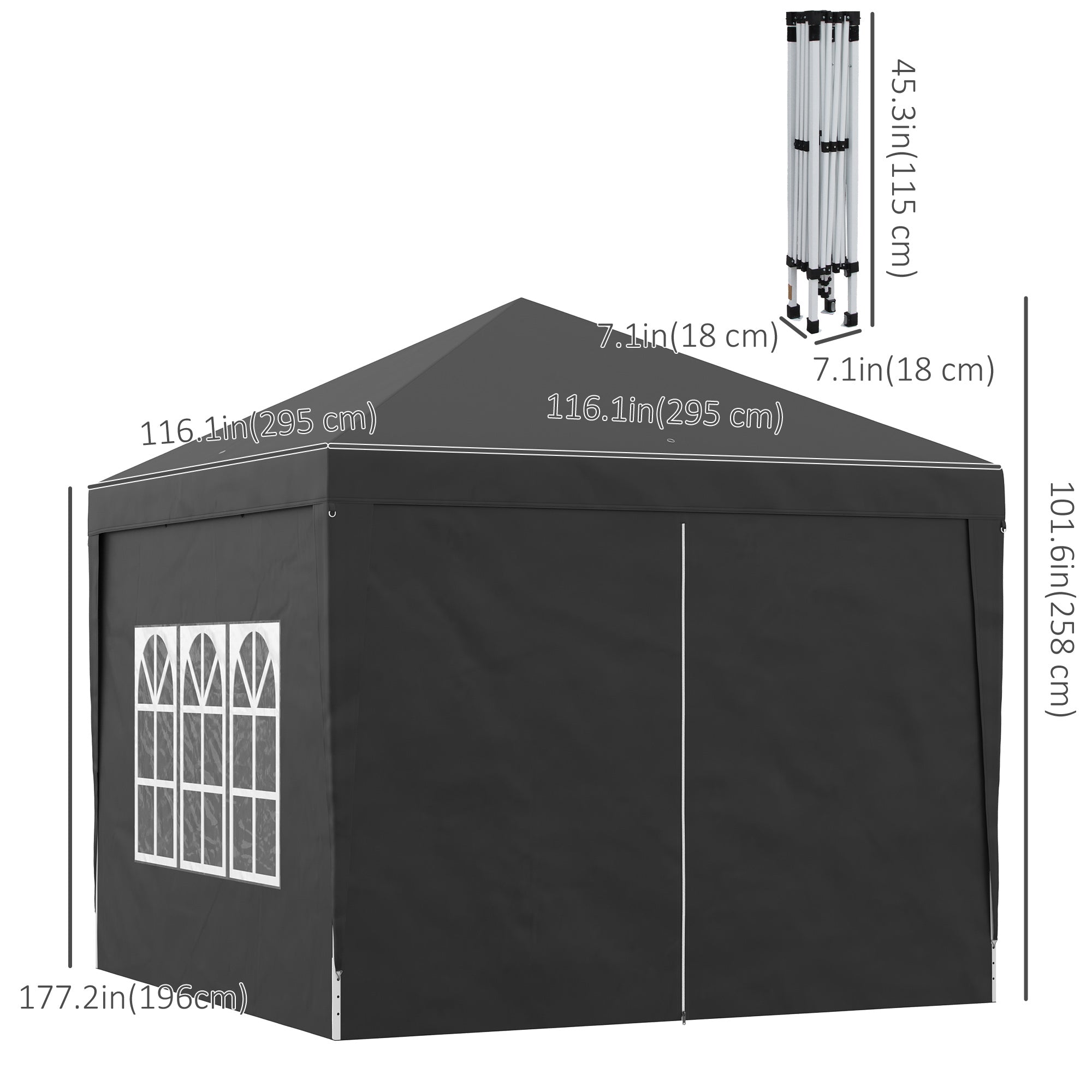 10'x10' Outdoor Pop Up Party Tent Wedding Gazebo Canopy with Carrying Bag (Black) Pop Up Canopies Black  at Gallery Canada