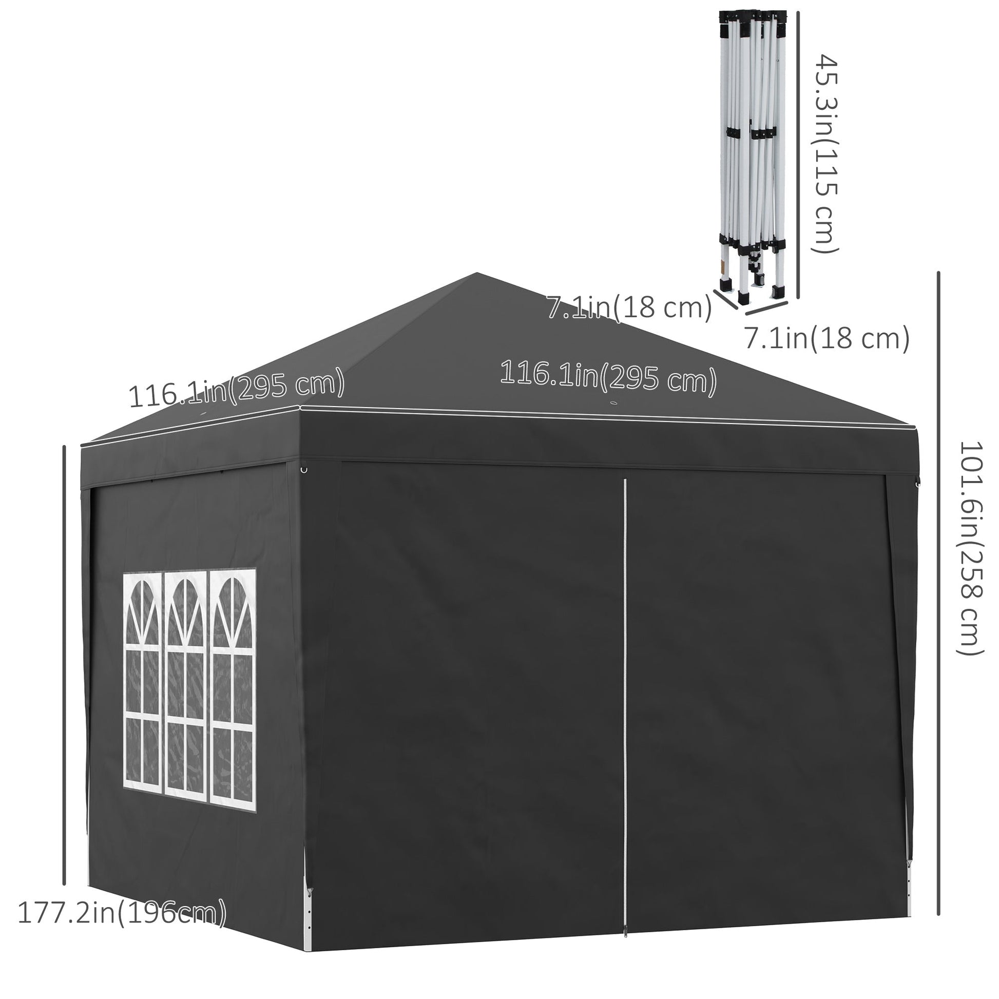 10'x10' Outdoor Pop Up Party Tent Wedding Gazebo Canopy with Carrying Bag (Black) Pop Up Canopies Black  at Gallery Canada