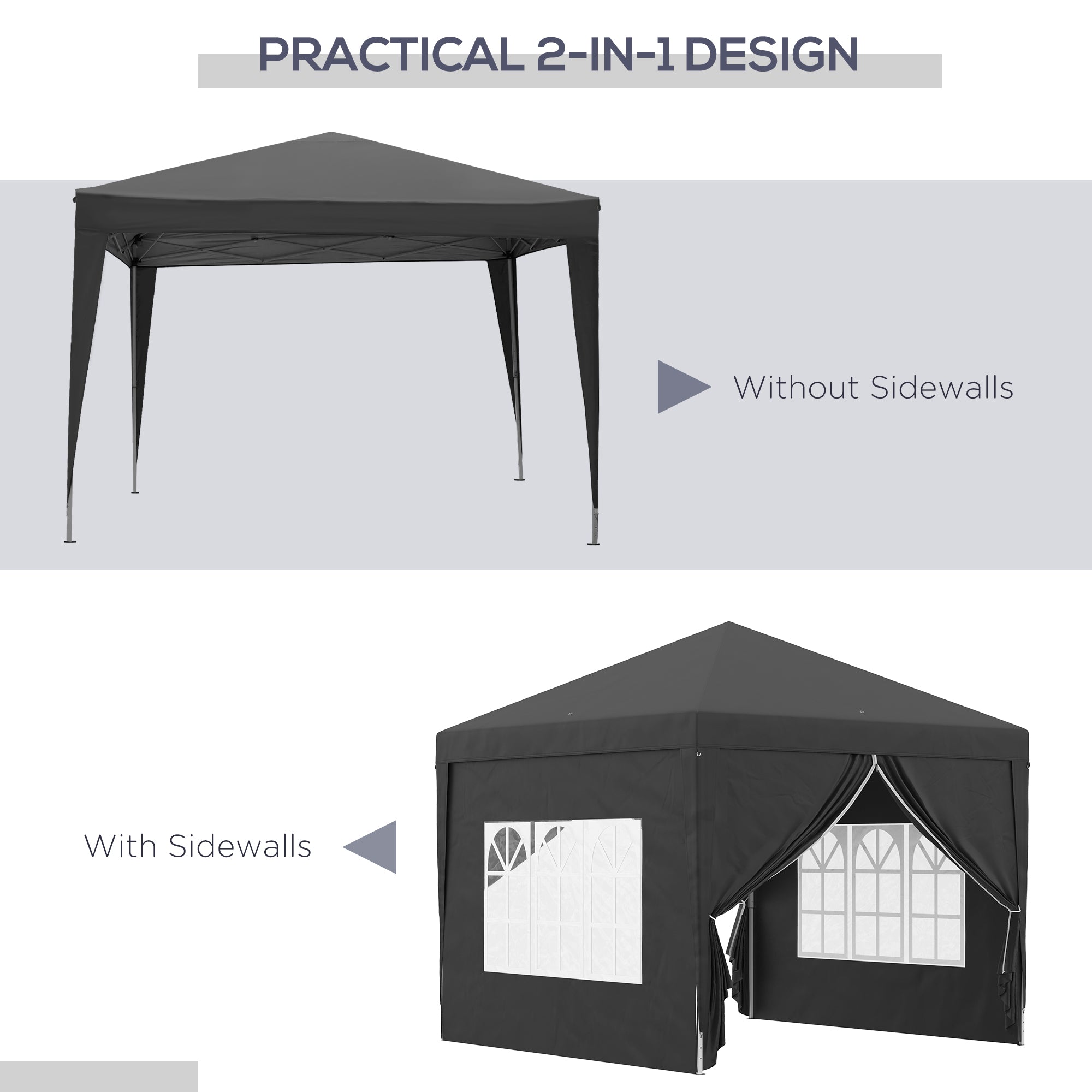 10'x10' Outdoor Pop Up Party Tent Wedding Gazebo Canopy with Carrying Bag (Black) Pop Up Canopies   at Gallery Canada