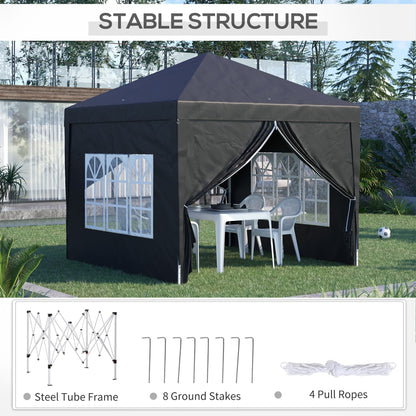 10'x10' Outdoor Pop Up Party Tent Wedding Gazebo Canopy with Carrying Bag (Black) Pop Up Canopies   at Gallery Canada