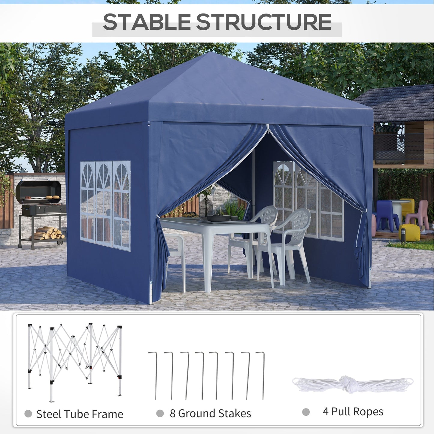 10'x10' Outdoor Pop Up Party Tent Wedding Gazebo Canopy with Carrying Bag (Blue) Pop Up Canopies   at Gallery Canada