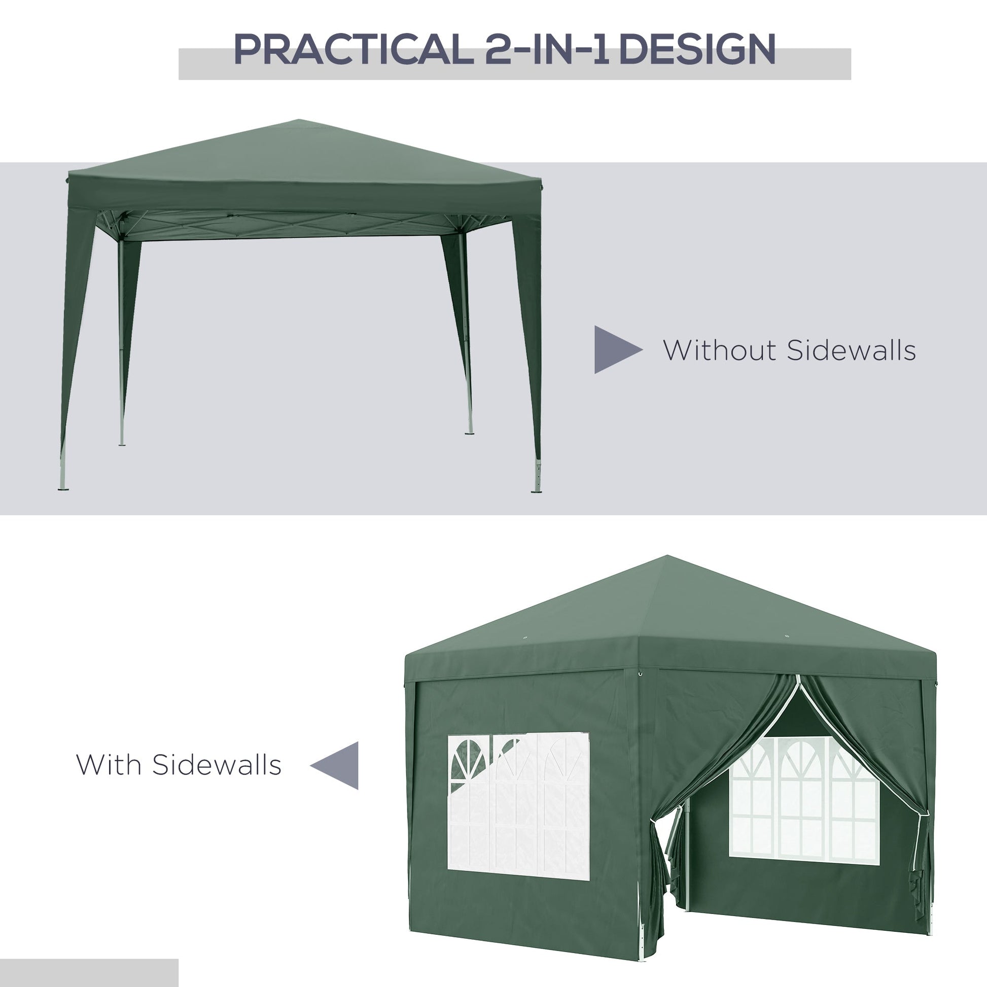 10'x10' Outdoor Pop Up Party Tent Wedding Gazebo Canopy with Carrying Bag (Green) - Gallery Canada