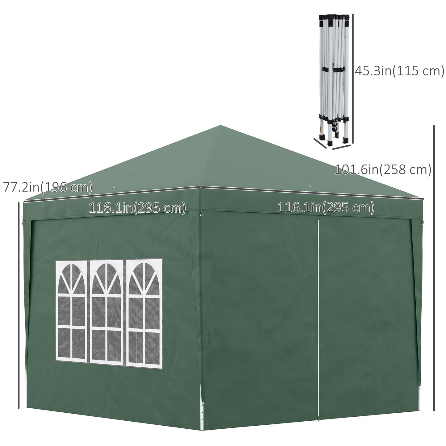 10'x10' Outdoor Pop Up Party Tent Wedding Gazebo Canopy with Carrying Bag (Green) - Gallery Canada