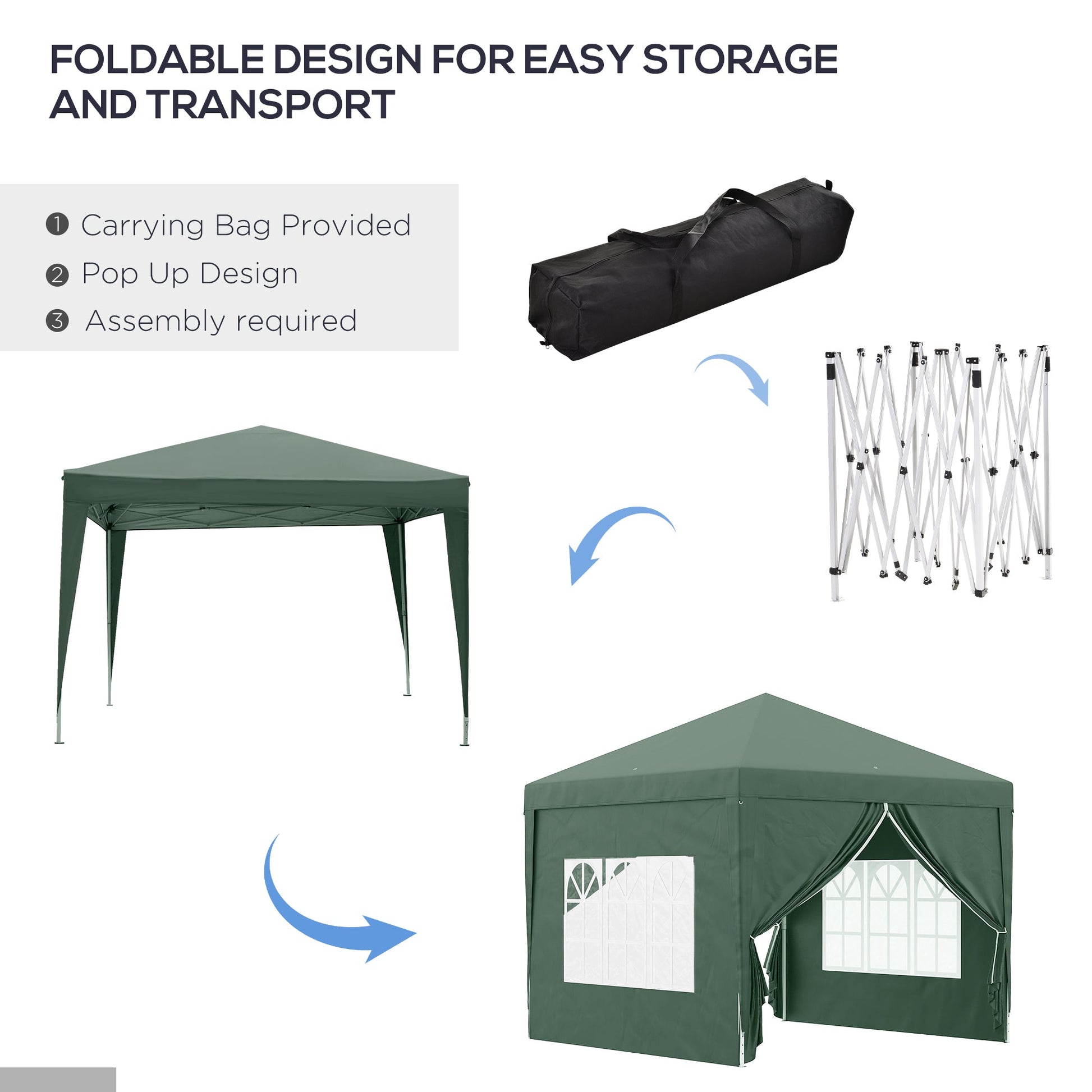 10'x10' Outdoor Pop Up Party Tent Wedding Gazebo Canopy with Carrying Bag (Green) Pop Up Canopies   at Gallery Canada