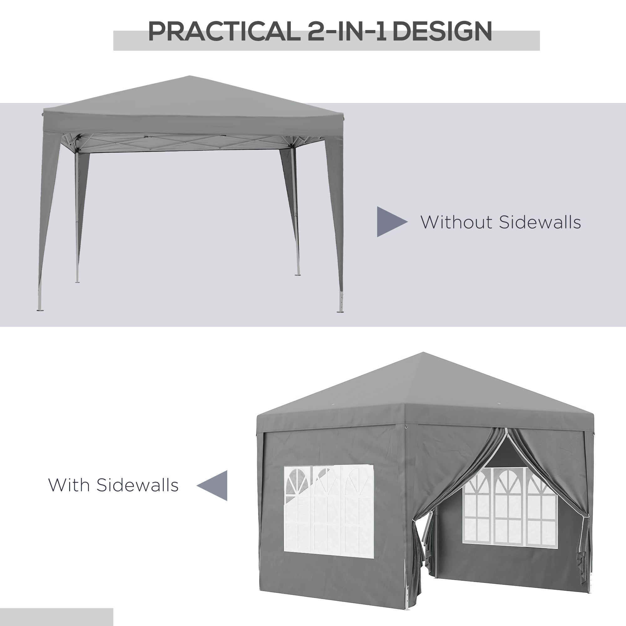 10'x10' Outdoor Pop Up Party Tent Wedding Gazebo Canopy with Carrying Bag (Light Grey) Pop Up Canopies   at Gallery Canada