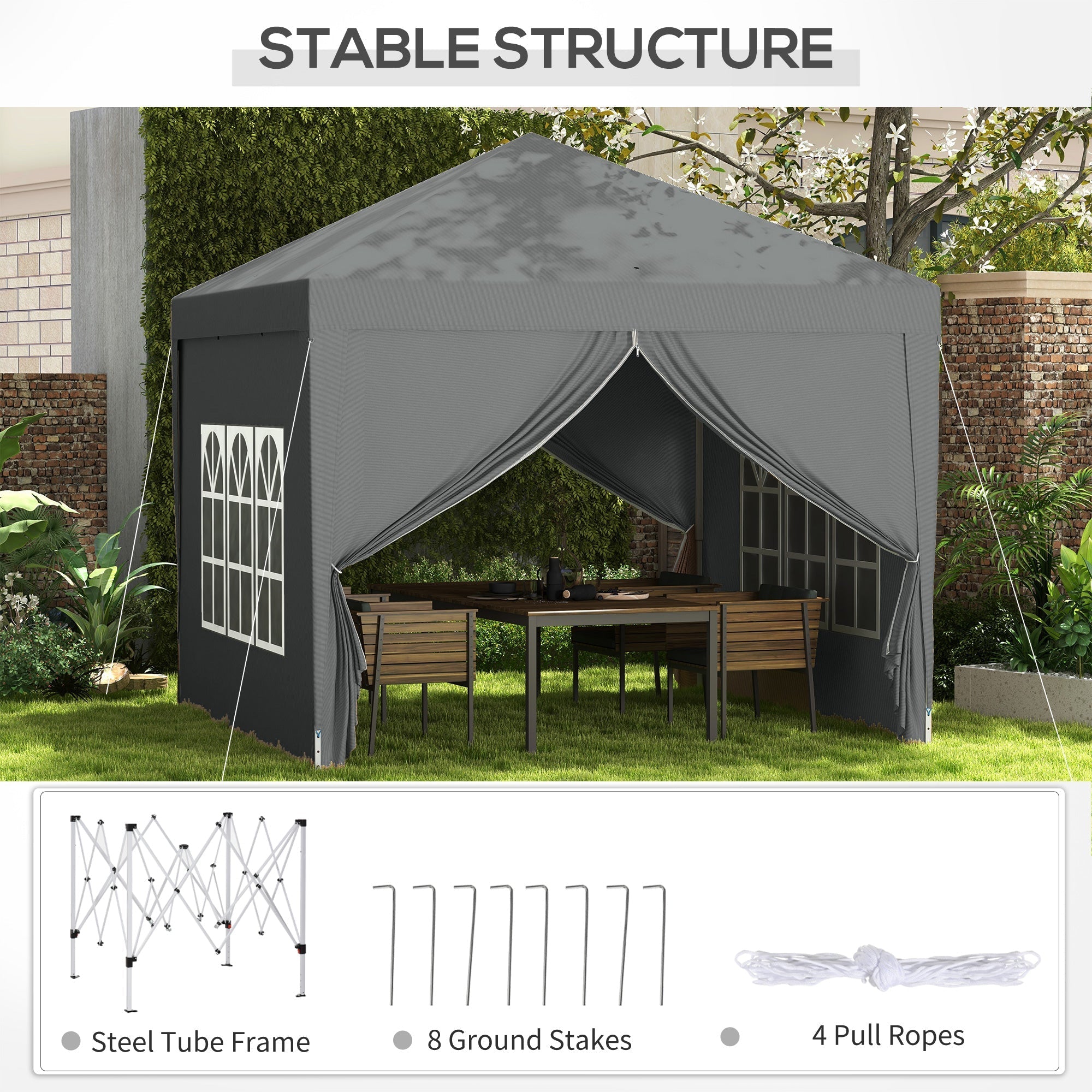 10'x10' Outdoor Pop Up Party Tent Wedding Gazebo Canopy with Carrying Bag (Light Grey) Pop Up Canopies   at Gallery Canada