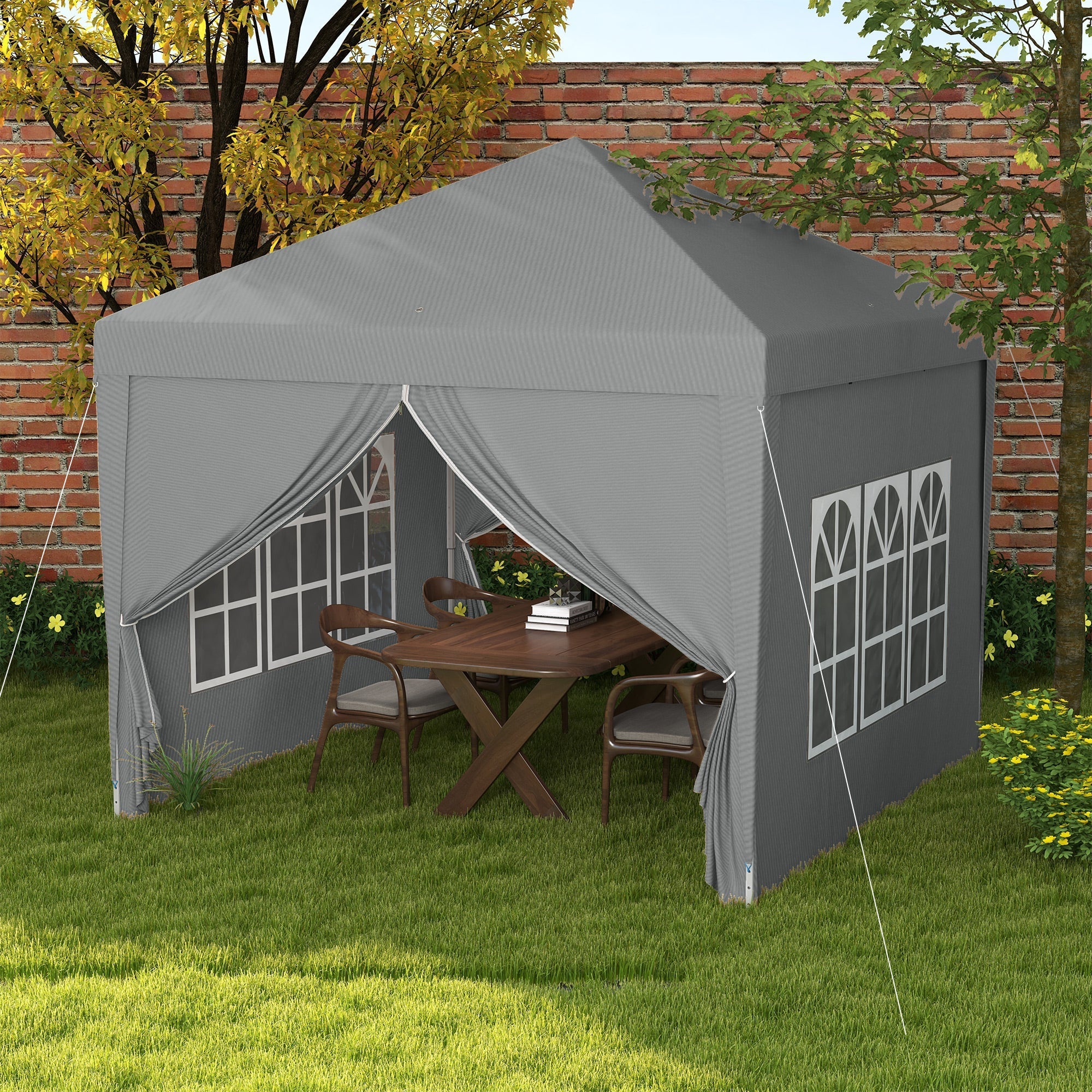 10'x10' Outdoor Pop Up Party Tent Wedding Gazebo Canopy with Carrying Bag (Light Grey) Pop Up Canopies   at Gallery Canada