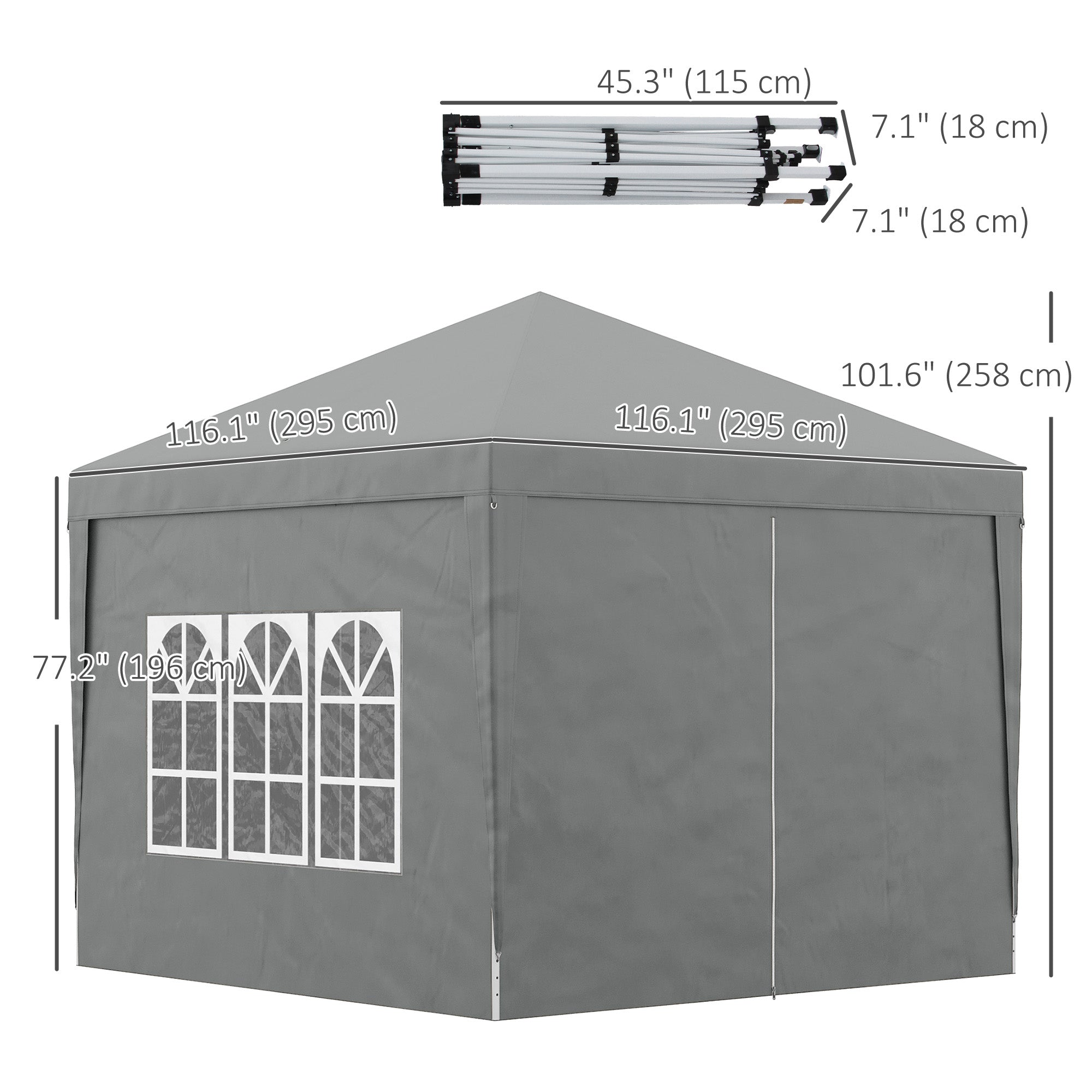 10'x10' Outdoor Pop Up Party Tent Wedding Gazebo Canopy with Carrying Bag (Light Grey) Pop Up Canopies   at Gallery Canada