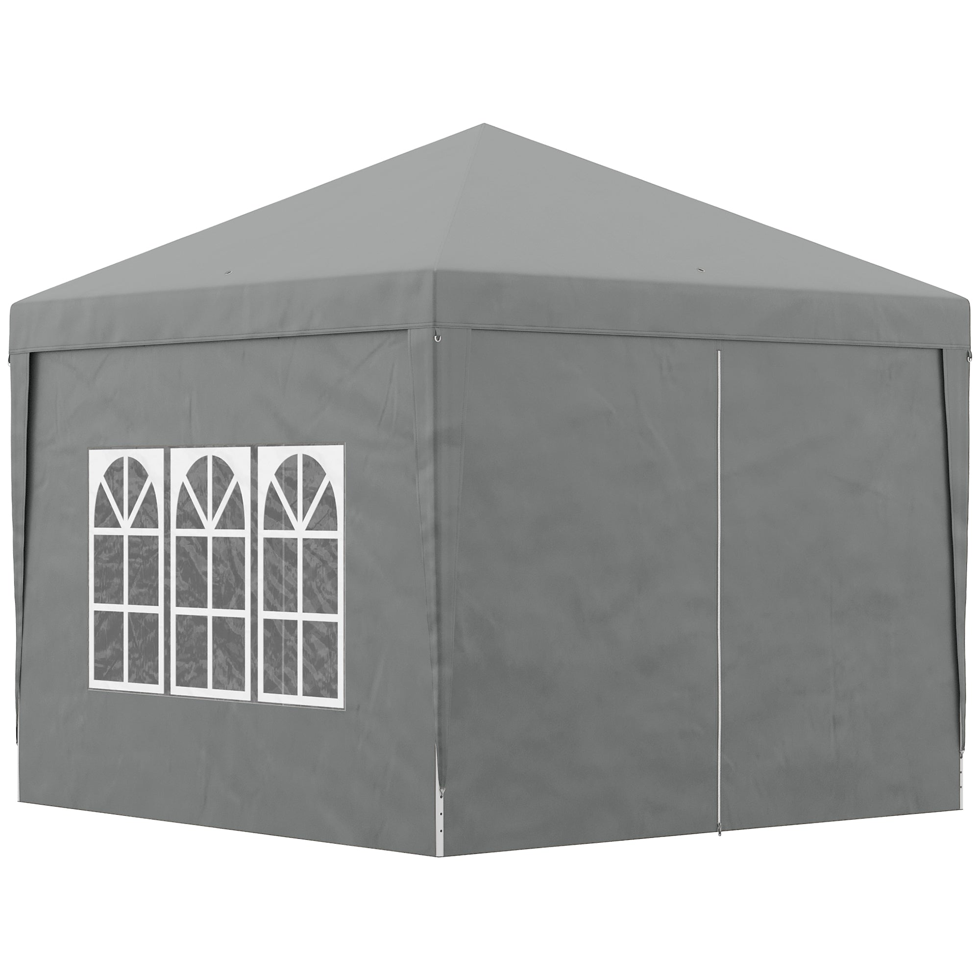 10'x10' Outdoor Pop Up Party Tent Wedding Gazebo Canopy with Carrying Bag (Light Grey) Pop Up Canopies Light Grey  at Gallery Canada