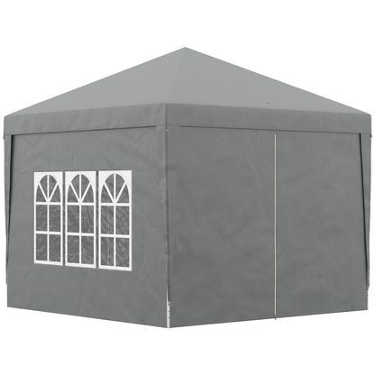 10'x10' Outdoor Pop Up Party Tent Wedding Gazebo Canopy with Carrying Bag (Light Grey) Pop Up Canopies Light Grey  at Gallery Canada