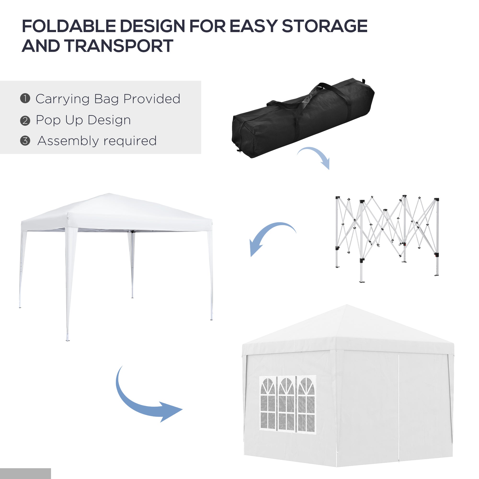 10'x10' Outdoor Pop Up Party Tent Wedding Gazebo Canopy with Carrying Bag (White) Pop Up Canopies   at Gallery Canada