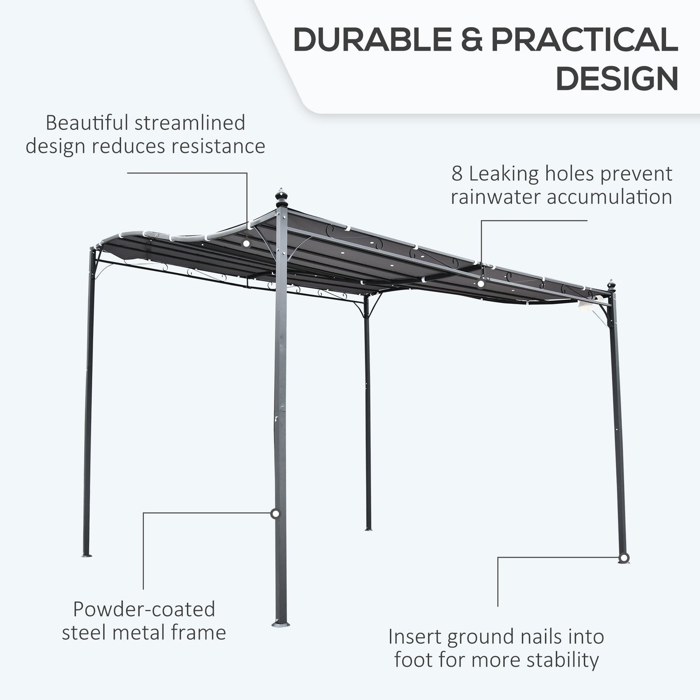 10'x10' Outdoor Portable Sun Shelter Door Porch Cover Steel Gazebo Canopy Grey - Gallery Canada