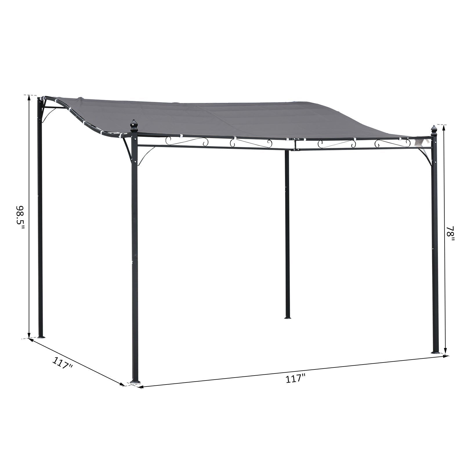 10'x10' Outdoor Portable Sun Shelter Door Porch Cover Steel Gazebo Canopy Grey Pergolas   at Gallery Canada