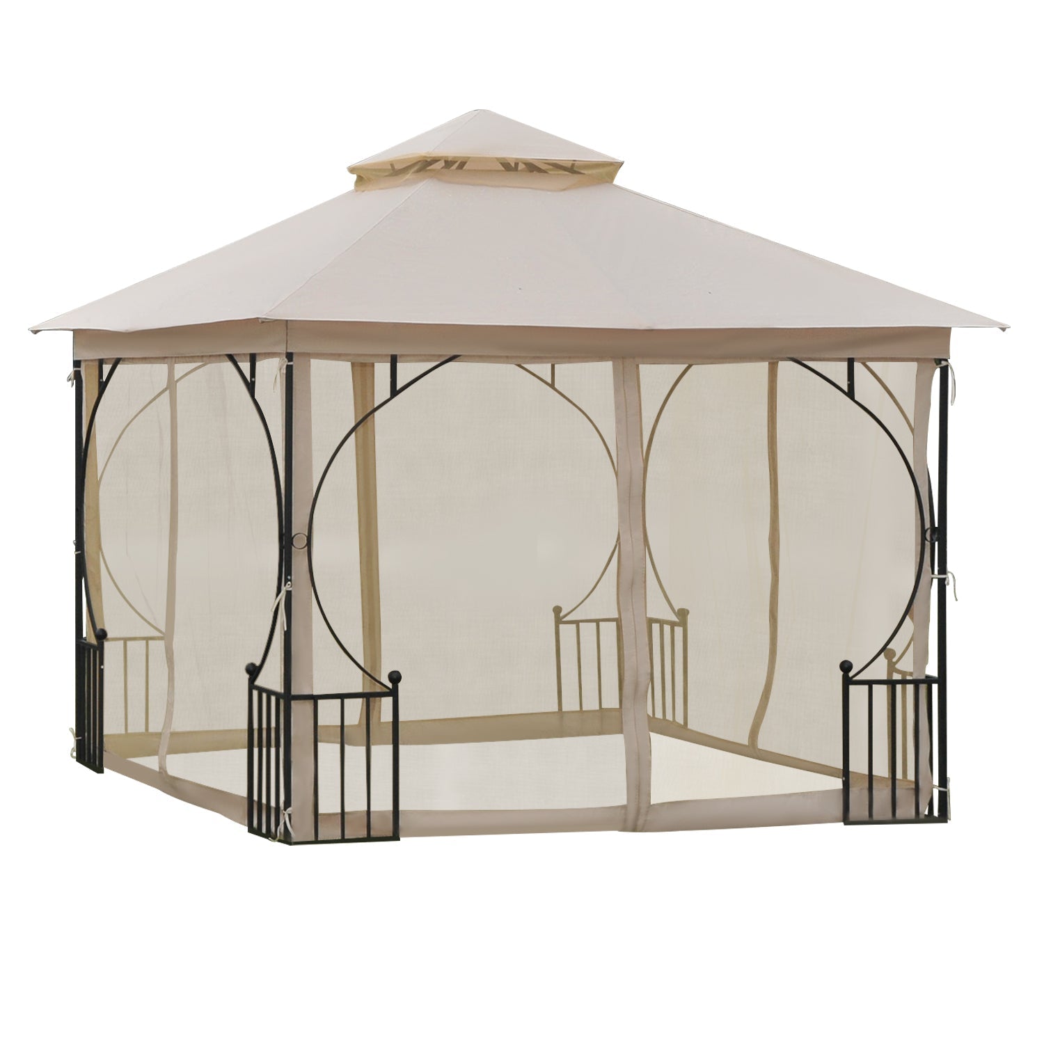 10'x10' Patio Gazebo, Outdoor Garden Canopy for Events Party Backyard with Mosquito Netting Gazebos   at Gallery Canada