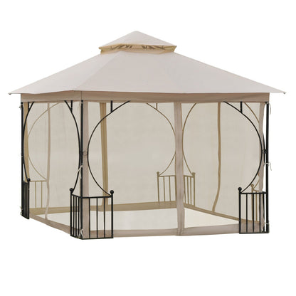 10'x10' Patio Gazebo, Outdoor Garden Canopy for Events Party Backyard with Mosquito Netting Gazebos   at Gallery Canada