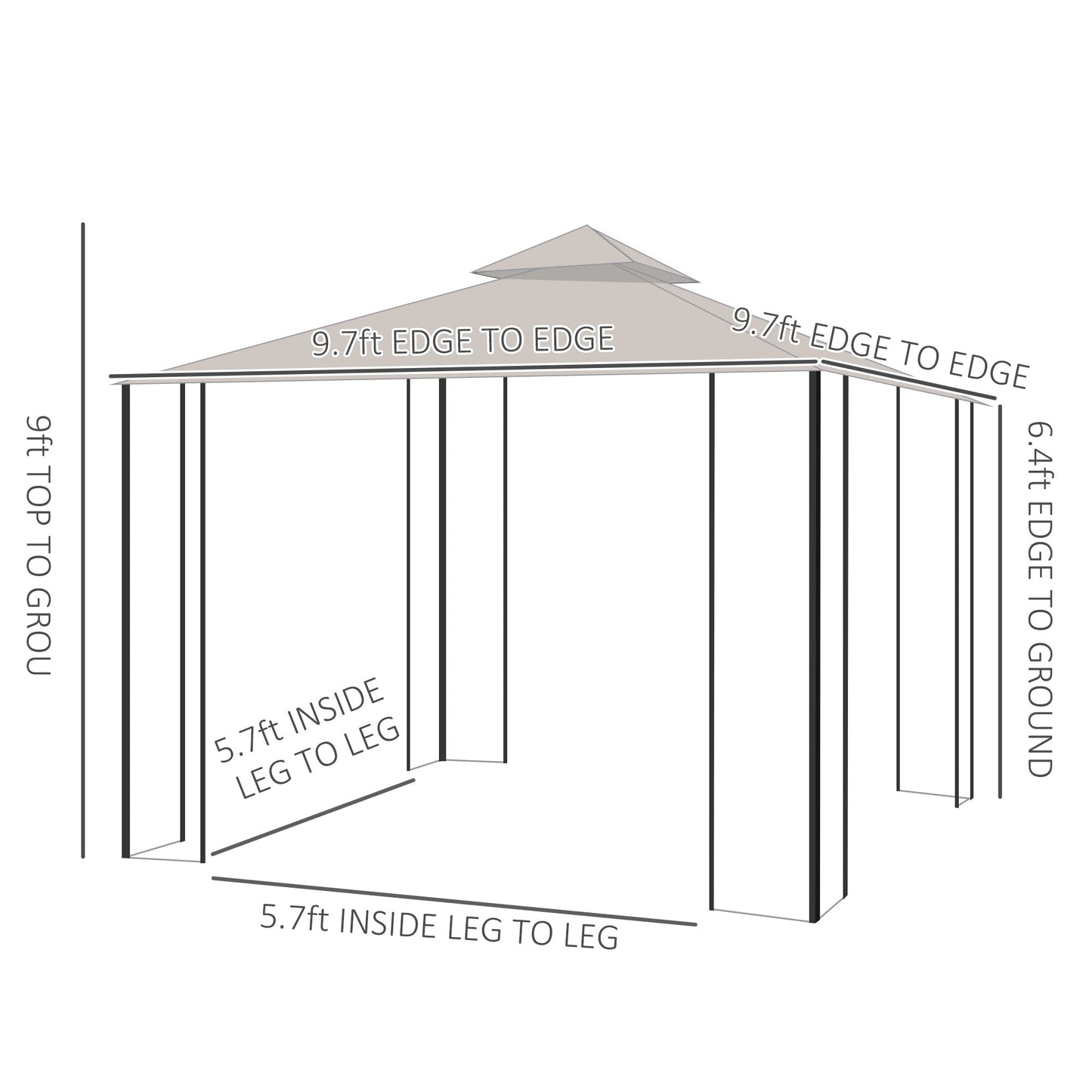 10'x10' Patio Gazebo, Outdoor Garden Canopy for Events Party Backyard with Mosquito Netting Gazebos   at Gallery Canada