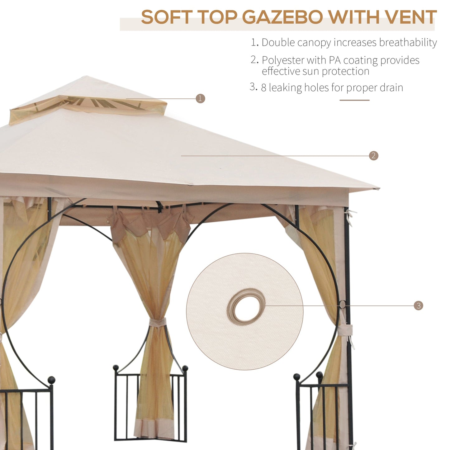 10'x10' Patio Gazebo, Outdoor Garden Canopy for Events Party Backyard with Mosquito Netting Gazebos   at Gallery Canada