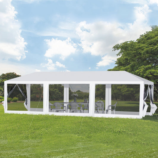 10'x10' Soft-top Gazebo Patio Steel Canopy Portable Party Event with Double Canopy Roof, Mosquito Netting, Coffee - Gallery Canada