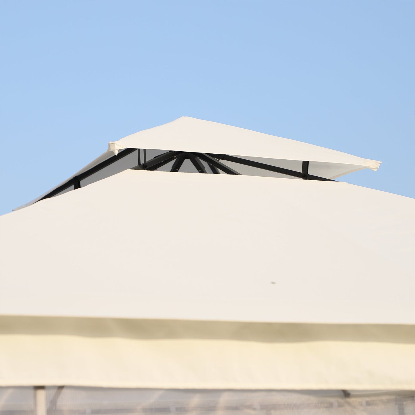 10'x10' Soft-top Steel Patio Gazebo Outdoor Sun Shelter with 2-Tier Polyester Roof, Curtain Sidewalls, White Gazebos   at Gallery Canada