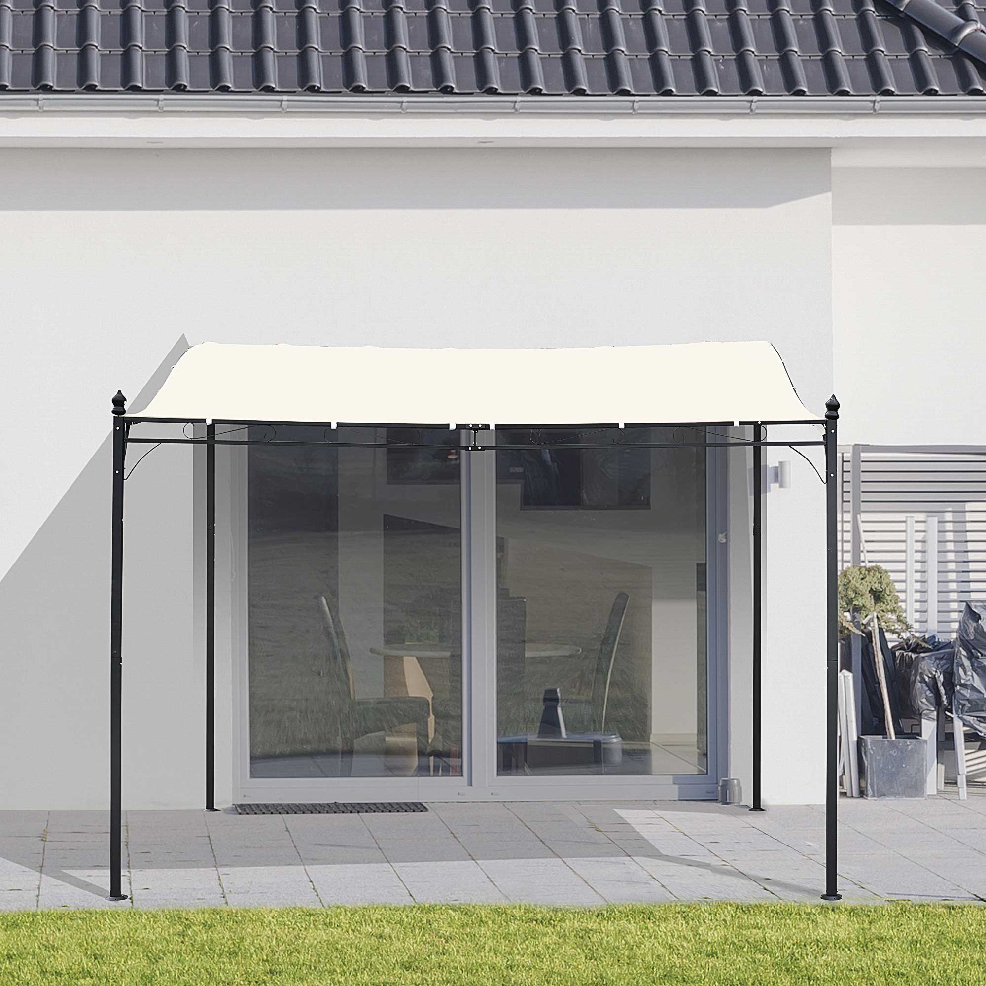 10'x10' Steel Gazebo Canopy Patio Outdoor Portable Sun Shelter Door Porch Cover Cream White Pergolas   at Gallery Canada