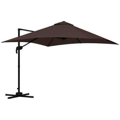 10x10ft Cantilever Umbrella Rotatable Square Market Parasol, 4 Adjustable Angle for Outdoor Backyard Patio Coffee Cantilever Umbrellas Coffee  at Gallery Canada