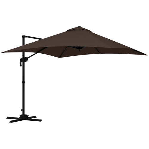 10x10ft Cantilever Umbrella Rotatable Square Market Parasol, 4 Adjustable Angle for Outdoor Backyard Patio Coffee