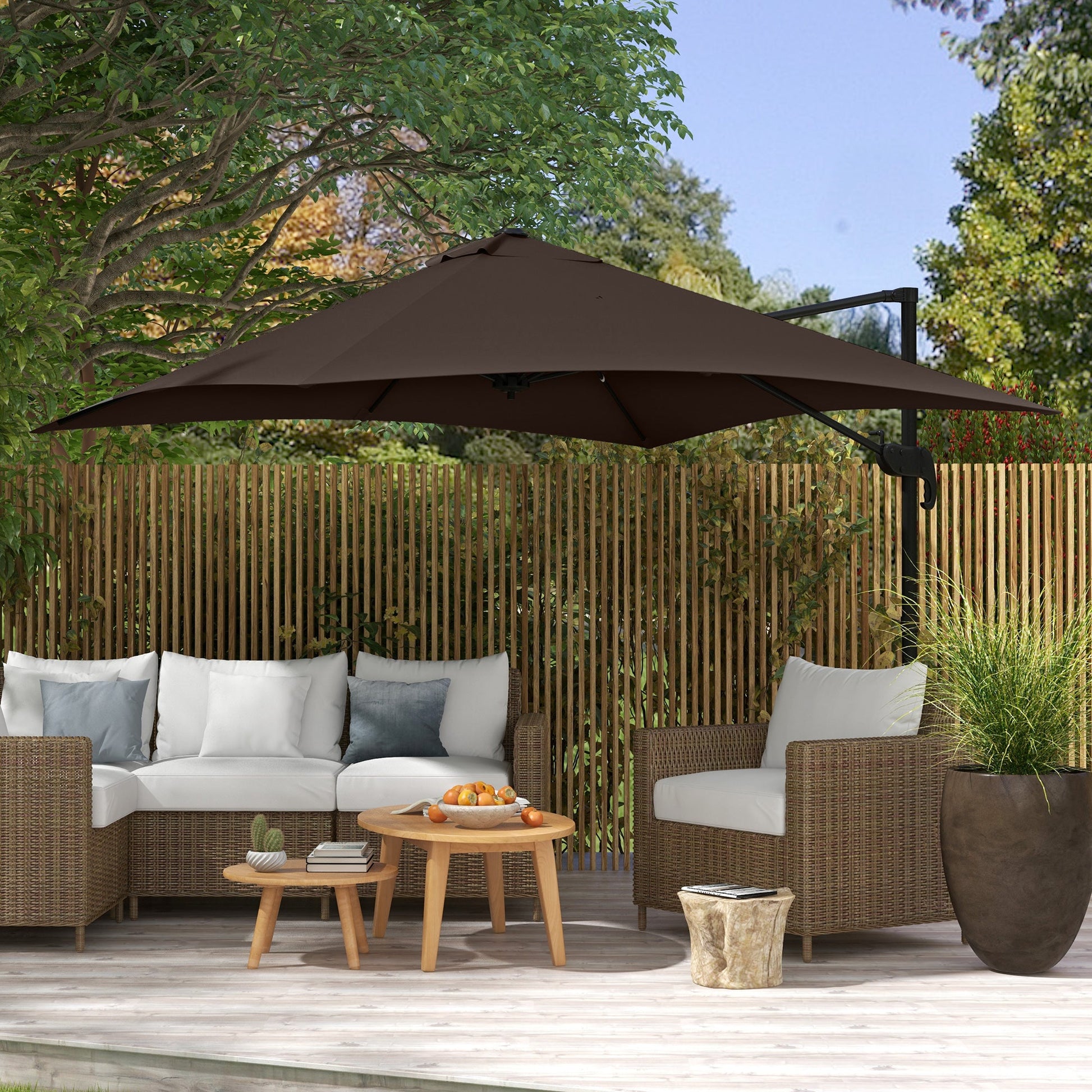 10x10ft Cantilever Umbrella Rotatable Square Market Parasol, 4 Adjustable Angle for Outdoor Backyard Patio Coffee Cantilever Umbrellas   at Gallery Canada