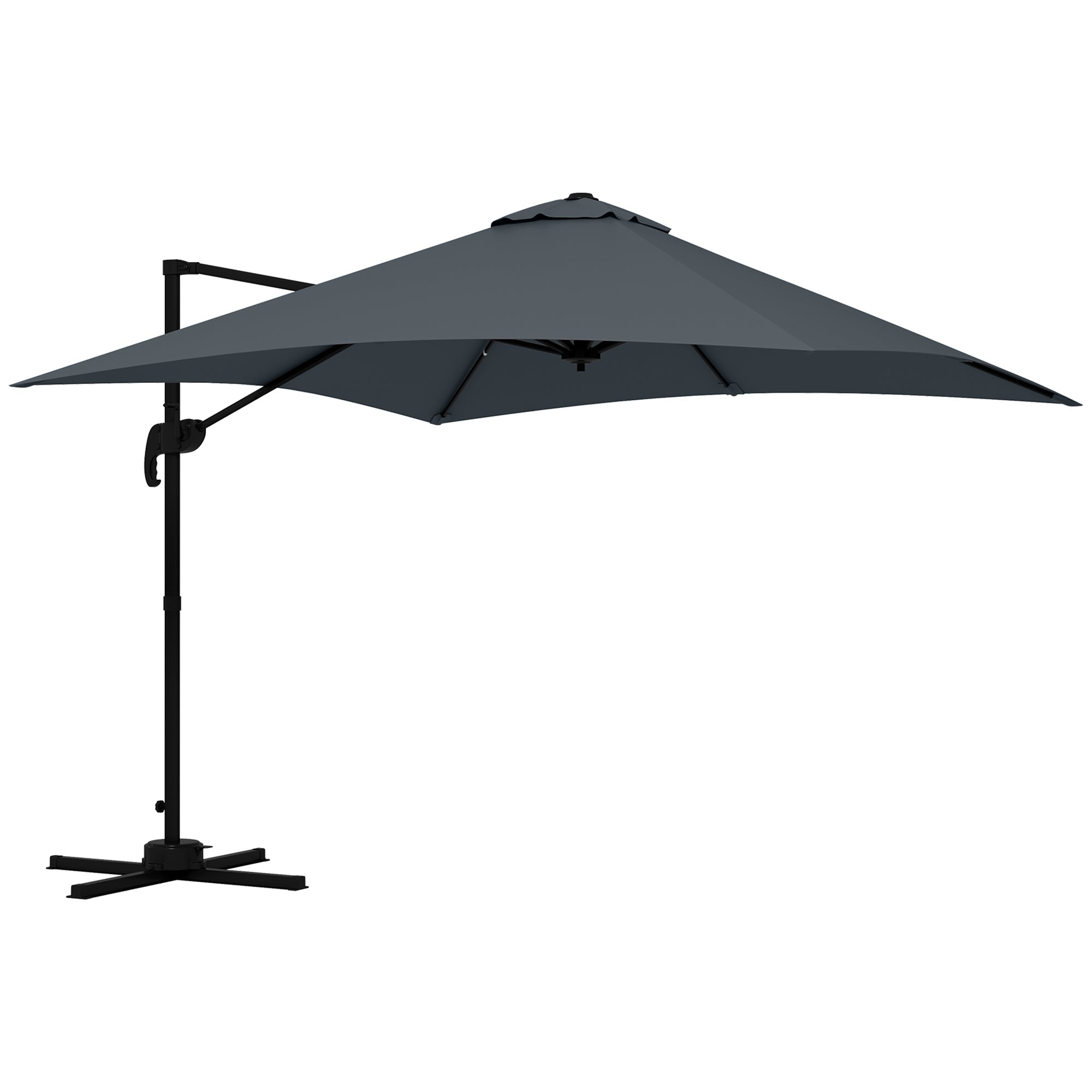 10x10ft Cantilever Umbrella Rotatable Square Market Parasol, 4 Adjustable Angle for Outdoor Backyard Patio Dark Grey Cantilever Umbrellas Dark Grey  at Gallery Canada