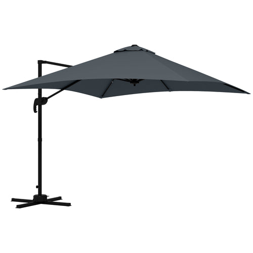 10x10ft Cantilever Umbrella Rotatable Square Market Parasol, 4 Adjustable Angle for Outdoor Backyard Patio Dark Grey