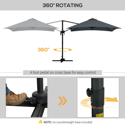 10x10ft Cantilever Umbrella Rotatable Square Market Parasol, 4 Adjustable Angle for Outdoor Backyard Patio Dark Grey Cantilever Umbrellas   at Gallery Canada