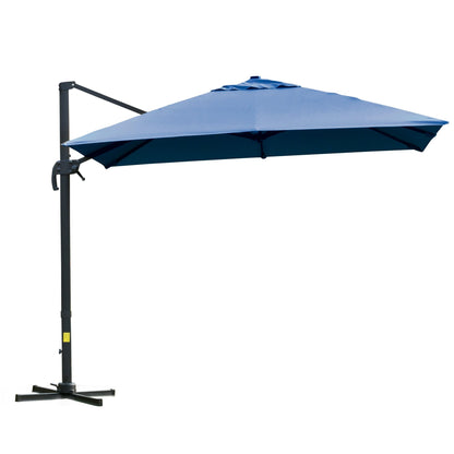 10x10ft Cantilever Umbrella Rotatable Square Top Market Parasol with 4 Adjustable Angle for Backyard Patio Outdoor Area, Blue Cantilever Umbrellas Blue  at Gallery Canada