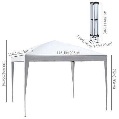 10x10ft Folding Pop Up Tent Outdoor Gazebo Canopy with Carrying Bag, White Pop Up Canopies   at Gallery Canada