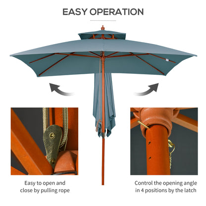 10x10ft Garden Market Parasol Wood Square Patio Umbrella Sunshade Canopy with 2 Pulley Pagoda Style Dark Grey Sun Umbrellas   at Gallery Canada