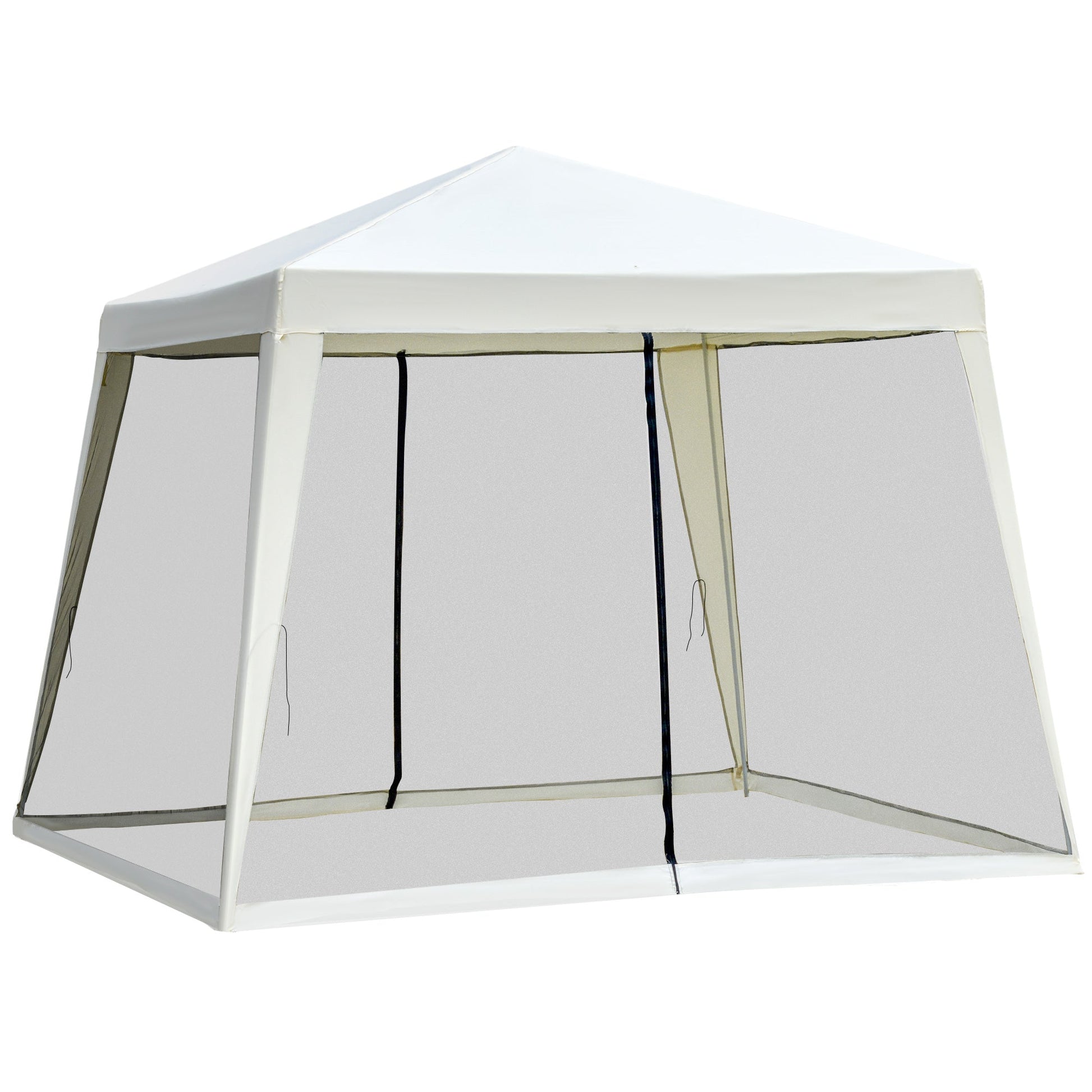 10x10ft Party Tent Canopy with Netting, Patio Screen House Slant Leg Outdoor Gazebo Sun Shade Shelter, Beige Canopy Tents Beige  at Gallery Canada