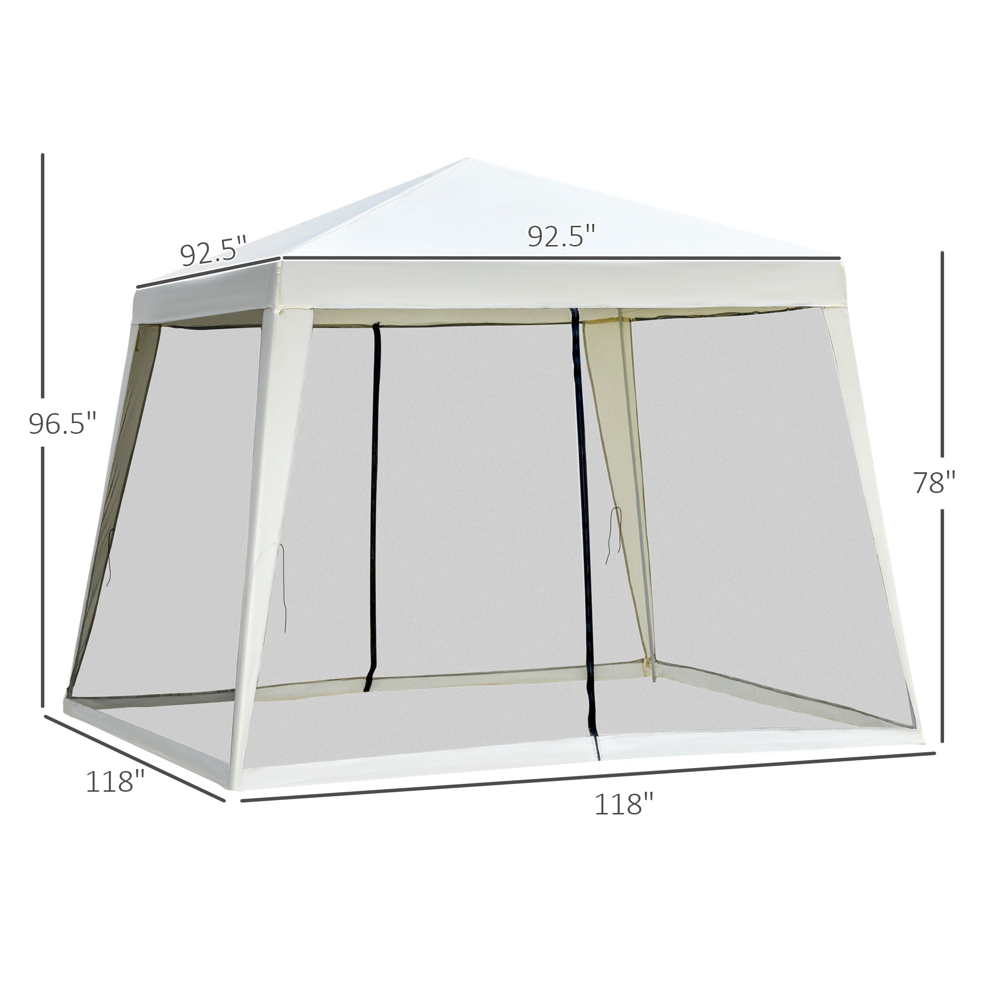 10x10ft Party Tent Canopy with Netting, Patio Screen House Slant Leg Outdoor Gazebo Sun Shade Shelter, Beige Canopy Tents   at Gallery Canada