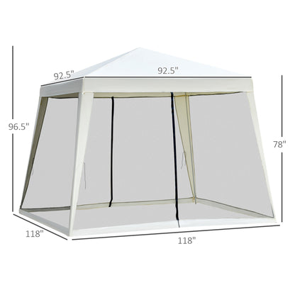 10x10ft Party Tent Canopy with Netting, Patio Screen House Slant Leg Outdoor Gazebo Sun Shade Shelter, Beige Canopy Tents   at Gallery Canada