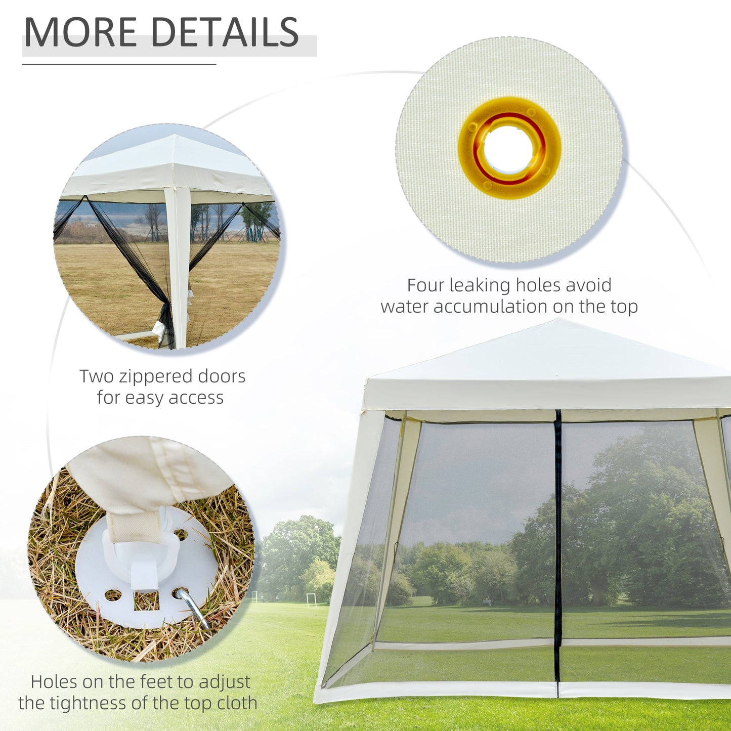 10x10ft Party Tent Canopy with Netting, Patio Screen House Slant Leg Outdoor Gazebo Sun Shade Shelter, Beige Canopy Tents   at Gallery Canada