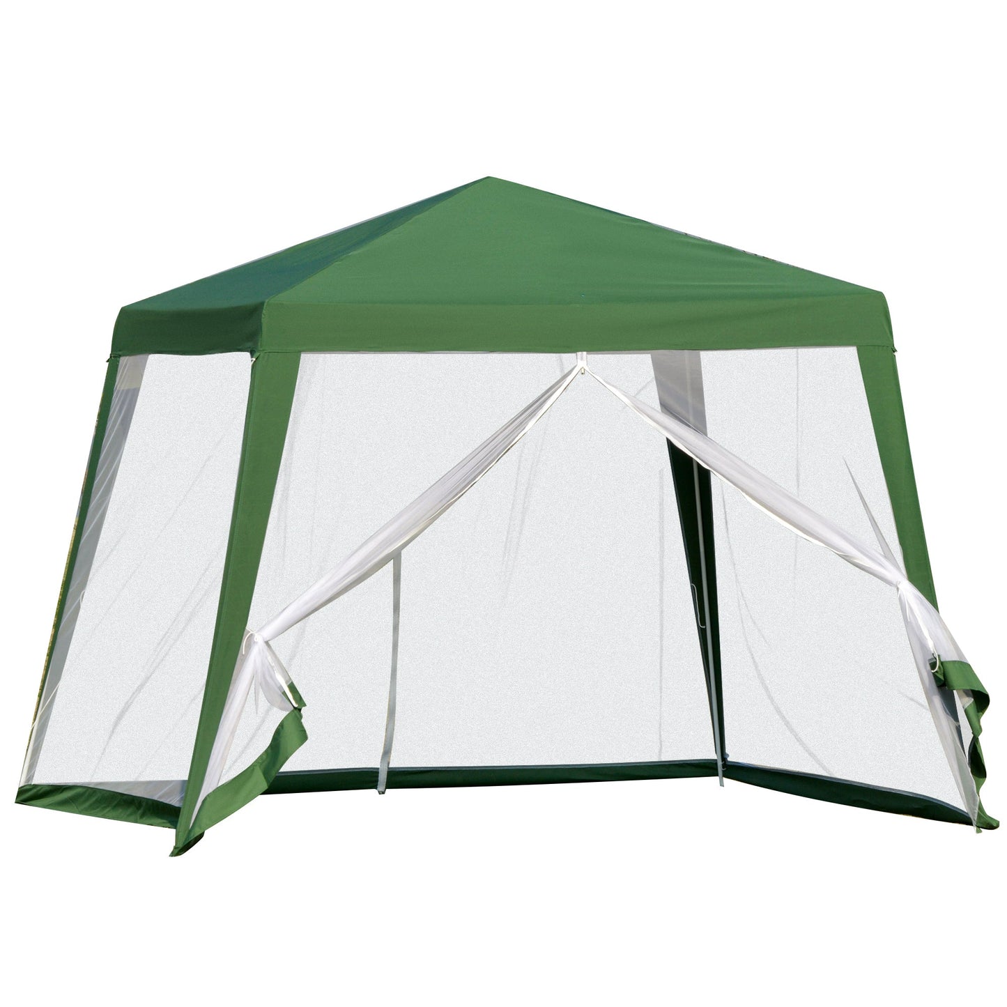 10x10ft Party Tent Canopy with Netting, Patio Screen House Slant Leg Outdoor Gazebo Sun Shade Shelter, Green Canopy Tents Green  at Gallery Canada