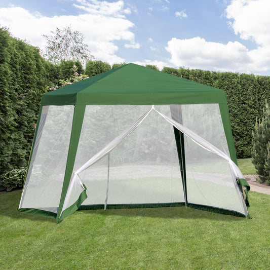 10x10ft Party Tent Canopy with Netting, Patio Screen House Slant Leg Outdoor Gazebo Sun Shade Shelter, Green Canopy Tents Green  at Gallery Canada