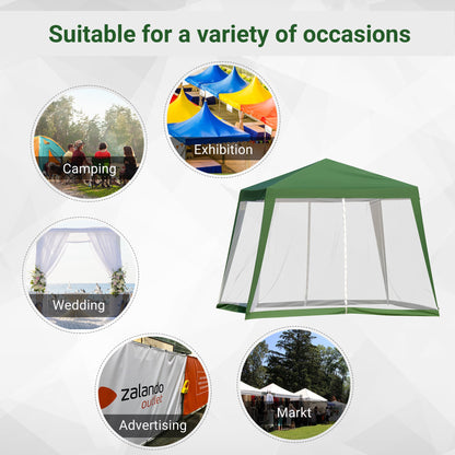 10x10ft Party Tent Canopy with Netting, Patio Screen House Slant Leg Outdoor Gazebo Sun Shade Shelter, Green Canopy Tents   at Gallery Canada