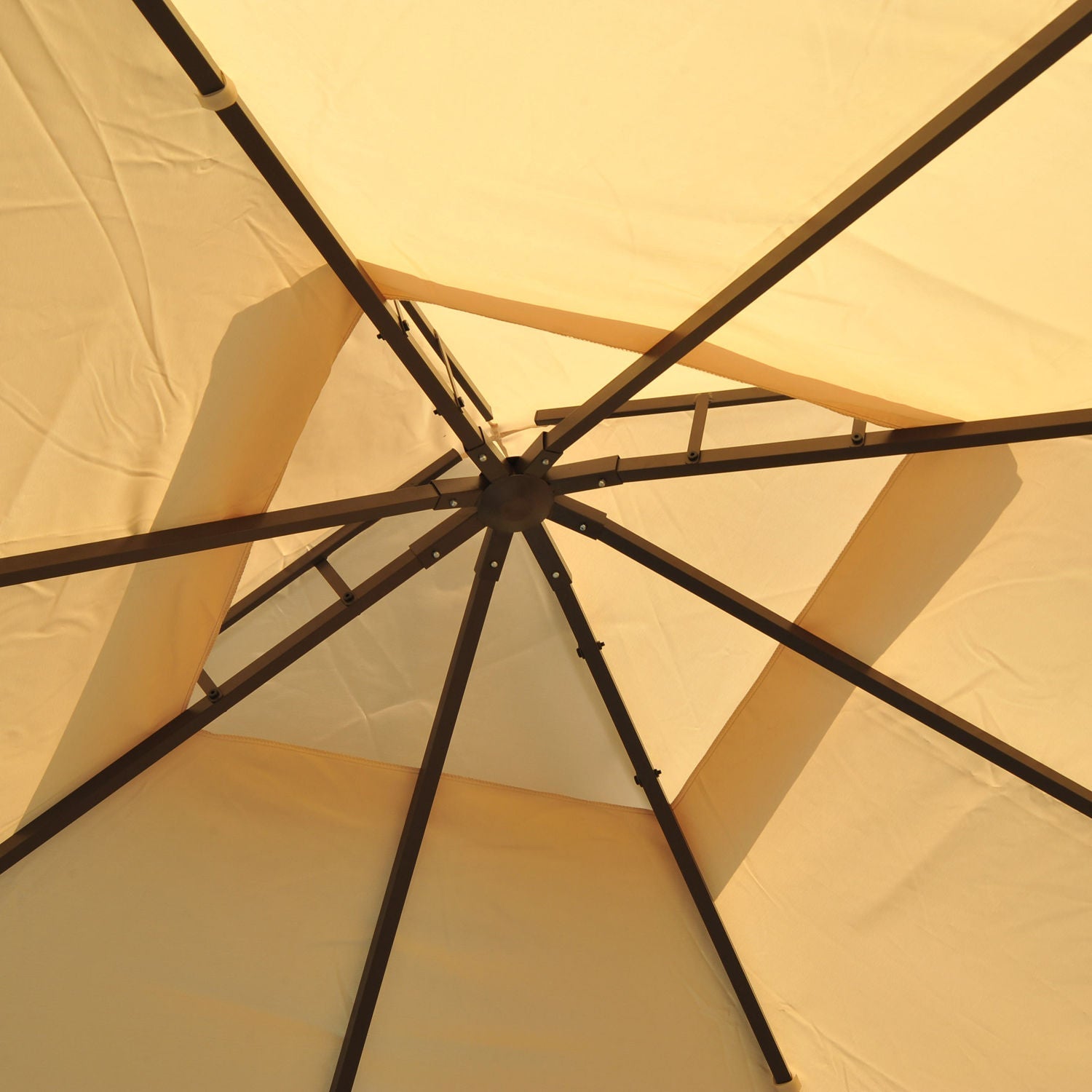 10x10ft Patio Gazebo Canopy Double-tire Garden Shelter Outdoor Sun Shade with Curtains, Beige Gazebos   at Gallery Canada