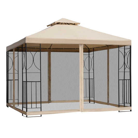 10x10ft Patio Gazebo Outdoor Double Top Pavilion Canopy Garden Event Party Tent Shelter Yard Sun Shade Steel Frame w/ Mosquito Netting - Gallery Canada
