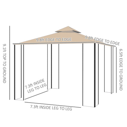 10x10ft Patio Gazebo Outdoor Double Top Pavilion Canopy Garden Event Party Tent Shelter Yard Sun Shade Steel Frame w/ Mosquito Netting Gazebos   at Gallery Canada