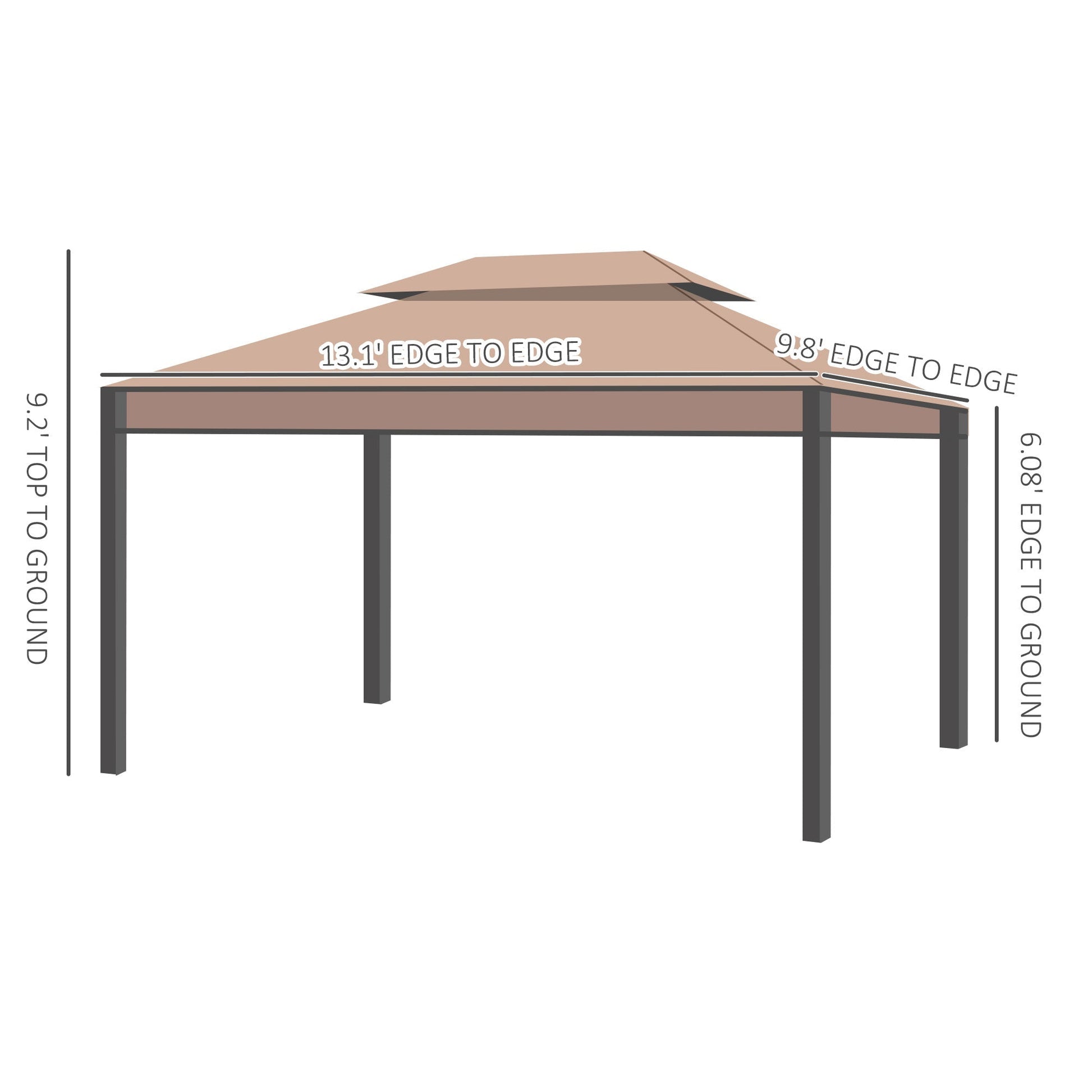 10x13ft Garden Gazebo Double-Tiered with Curtain Outdoor Shelter Backyard Canopy, Coffee Gazebos   at Gallery Canada