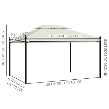 10x13ft Garden Gazebo Double-Tiered with Curtain Outdoor Shelter Backyard Canopy Cream White Gazebos   at Gallery Canada