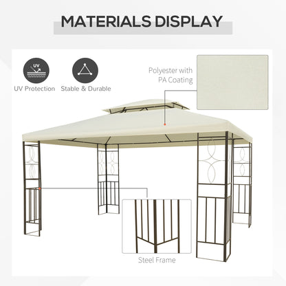 10x13ft Steel Gazebo Sun Shelter Patio Outdoor Party Event Canopy Vented Roof Cream White Gazebos   at Gallery Canada